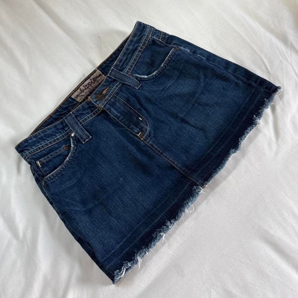 Jean mini skirt  Y2K Hippie dark wash denim‎ mini skirt size 25